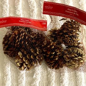 Shiny gold pinecones
